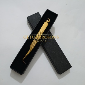 Pinzas de Extensión de Pestañas de Alta Calidad GETUP BROSONS IMPEX, de Acero Inoxidable Dorado con Plasma, Antiestáticas, con Punta Suave, Juego de Pinzas con Logotipo Personalizado - Product Image 5