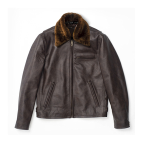 Men's Genuine <b>Leather</b> Biker <b>Jacket</b> Stand Collar Zipper Closure Windproof Eco-Friendly Breathable <b>Winter</b> Moto Coat Regular Fit - Product Image 1