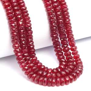 Cuentas de Rubí Rojo Facetadas a Mano, Hebra de Cuentas Redondas, Piedras Preciosas Naturales para Joyería, Suministros para Manualidades, Cuentas para DIY - Product Image 1