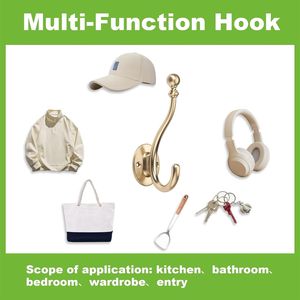 Lot de 5 crochets muraux décoratifs en bronze champagne pour salle de bain, chambre, cuisine, porte-manteau et porte-serviettes - Product Image 4