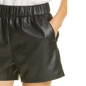 Women <b>Leather</b> <b>Shorts</b> Mid Waist Regular Fit Casual Fashion Elastic Push Genuine <b>Short</b> Pants Black Hot Pants Club Wear Party - Product Image 2