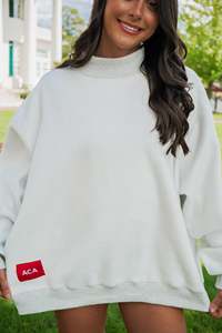 Sudadera Oversize de Cuello Alto para Mujer con Estampado de Letras Patriots, 100% Algodón Tejido, Manga Larga, Ropa de Invierno Bordada - Product Image 5