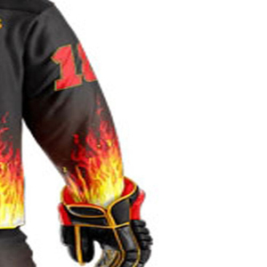 Ensemble uniforme de hockey pour hommes Blanc Jaune Noir Impression par transfert thermique Respirant 100% Polyester Maillot Pantalon Gants Patins - Product Image 5