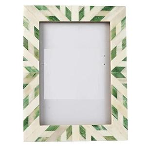 SOFIYA CRAFT Cadre photo vertical moderne fait main en os incrusté bleu et blanc à chevrons pour décoration de table - Product Image 4
