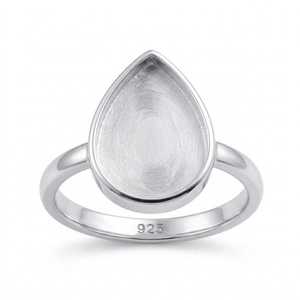 925 Sterling Silver Pear Blank Ring Semi Mount Pear 8x10mm Cabochon Gemstone Bezel Ring <b>Keepsake</b> Breastmilk Resin Wholesale DIY - Product Image 3
