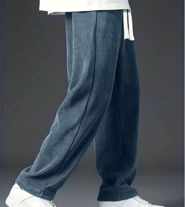 <b>Mens</b> Corduroy Straight Leg Casual <b>Pants</b> Drawstring Waist Wide Leg Trousers for Fall Winter <b>Lounge</b> Wear - Product Image 2