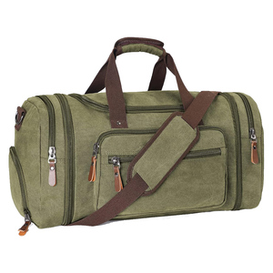 Custom <b>Canvas</b> Weekender Duffle <b>Bag</b> Men Vintage Large Capacity Waterproof Travel Gym Overnight <b>Tote</b> Personalized Logo Zipper - Product Image 5