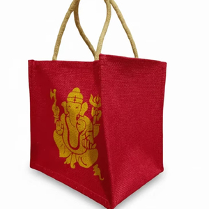 Bolsa de Compras Clásica de Yute con Asas de 8x8x8 Pulgadas y Serigrafía para Uso Diario y Viajes - Product Image 1