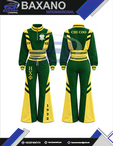 Ensemble de survêtement vert et jaune pour femmes Chi Eta Phi, manches longues, demi-zip, cordon de serrage, pantalon de jogging, tenue sportive décontractée - Product Image 6