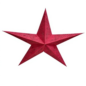 Lanterne en papier artisanale indienne écologique de 60 cm, étoile rouge brodée à la main, décoration traditionnelle de Noël, vente en gros - Product Image 1