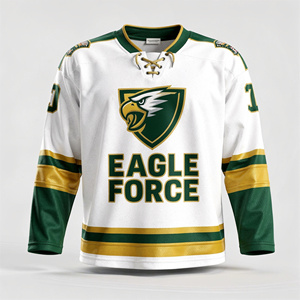 Camiseta de Hockey sobre Hielo Eagle Force para Hombre, Manga Larga, Sublimada, Poliéster, Corte Regular, Transpirable, Ropa Deportiva, Blanco, Verde, Dorado - Product Image 1