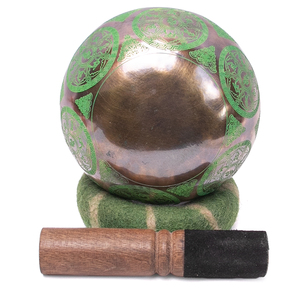 Juego de Cuencos Tibetanos Hechos a Mano con Grabado de Mantras – Auténtico Cuenco de Sonido Verde de Nepal, Símbolos Tibetanos Auspiciosos - Product Image 3