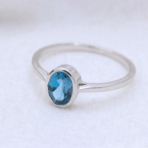 Nouveauté Londres Topaze Bleue Pierre Précieuse 925 Solide En Argent Sterling À La Main Anneaux Bijoux Pour La Vente En Gros - Product Image 3