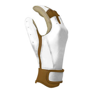 Qaswa Sports White Leather Batting Gloves <b>Hook</b> Loop Closure Durable Lightweight Breathable Training Unisex Adult Ambidextrous - Product Image 3