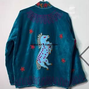 Indian Handmade Suzani Cotton Jacket Hand Embroidered Short Jacket Unisex Coat Handmade Suzani Short Jacket - Product Image 5