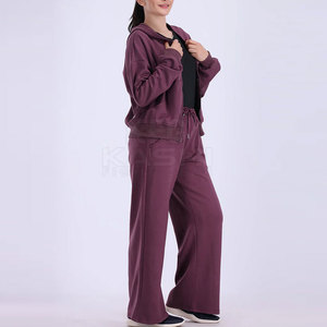 Premium Fabric Matching Outfit Ladies Oversized <b>Tracksuit</b> Drawstring Hoodie Jogger Pants Casual Solid Spring for Everyday - Product Image 4
