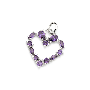 Collier pendentif en améthyste en forme de cœur, en argent sterling 925 massif, serti de griffes, bijou romantique pour femme, cadeau - Product Image 1