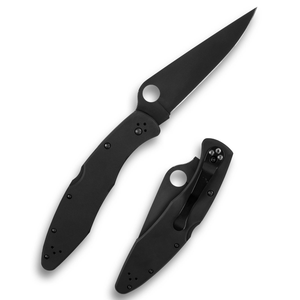 Couteaux de poche pliants entièrement noirs, lame pointue avec revêtement noir, poignée ergonomique avec trou pour le pouce et clip de ceinture pour un usage quotidien. - Product Image 2