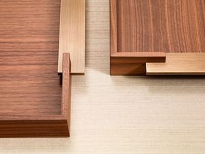 Wholesale Luxury Walnut Wood Serving Tray Bulk Hotel Platter with Elegant <b>Brass</b> Metal Inlay Handles and Modern Slim Design - Product Image 6