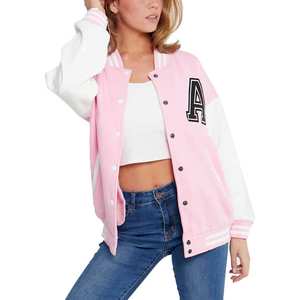 Wholesale Women Varsity Jacket Fashion Baseball Letterman <b>Coat</b> with Custom Logo Casual College Style Jacket For Streetwear - Product Image 6