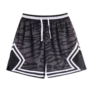 Shorts de basketball pour garçons, bleu marine uni, en maille respirante, avec logo frontal à cordon de serrage, multi-saison, coupe ample, Jalen Sports - Product Image 2