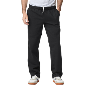 Black Cotton Sweatpants Elastic Waist <b>Drawstring</b> Casual Jogging Pants with Side Pockets Midweight Knitted Fit - Product Image 1