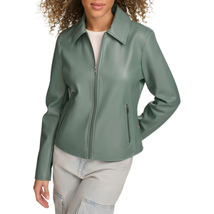 High Quality Wholesale <b>Women</b> Leather <b>Jacket</b> Custom Design Full Sleeve Breathable Outdoor Street Wear Leather <b>Women's</b> <b>Jackets</b> - Product Image 2