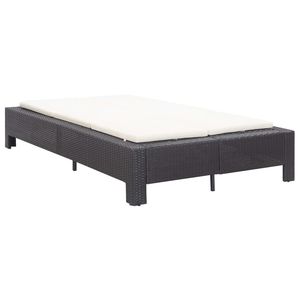 Tumbona de Ratán Negra para 2 Personas con Cojín Blanco Crema, Tumbona de PE - Product Image 3