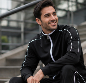 Custom Men's Tracksuit Set <b>Polyester</b> Cotton Fleece Tracksuit Stand Collar Full Zip Jacket Elastic Waist <b>Jogger</b> Set - Product Image 2