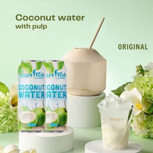 Producto de verano recién llegado-Pulpa de agua de coco original Interfresh 330ml sin azúcar añadido Precio al por mayor de Vietnam - Product Image 4