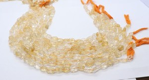 Perles ovales en citrine naturelle sculptées à la main, 8-12 mm, perles de pierre précieuse citrine, 13 pouces, perles ovales en citrine sculptées pour la création de bijoux - Product Image 4