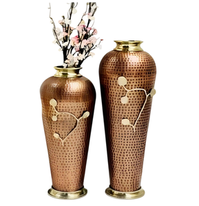 Antique Copper Finish Flower Vase For Home Livingroom Table <b>Top</b> Decorative Use Wedding Entrance Use Flower Vase Pot Large Size - Product Image 1