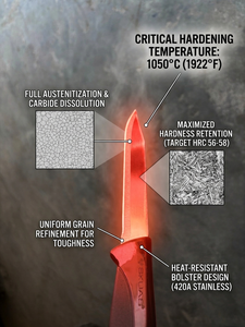 SKUAS <b>Vegetable</b> Knife 420HC Carbon Steel Blade 12cm Razor Sharp <b>Brushed</b> Finish Polished Edge Textured Plastic Grip Handle - Product Image 3