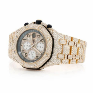 Montre à cadran arabe sertie de diamants, aspect diamant, bracelet en acier inoxydable de luxe - Product Image 4