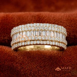 Luxury Womens Gold Moissanite Wedding Band Ring Baguette Cut Bridal Anniversary Jewelry Elegant <b>Gift</b> for Her Shine Daily Style - Product Image 1