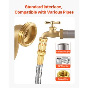 Grifo de latón de alta resistencia para exteriores, conector de 3/4'' MIP x 3/4'' MHT, válvula de jardín metálica de múltiples vueltas - Product Image 4