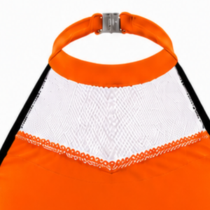 Haut court de cheerleading sans manches orange et noir pour femmes et filles, uniforme de performance athlétique, tenue de sport pour l'entraînement en équipe - Product Image 4