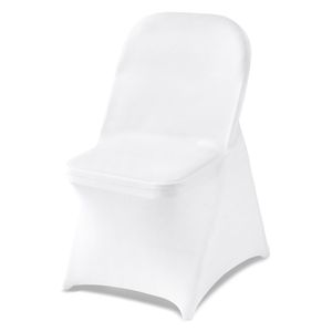 150 housses de chaise blanches en polyester et élasthanne, extensibles, à devant plat, pour mariages, réceptions ou banquets - Product Image 1
