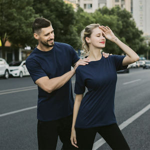 T-shirt à col roulé noir formel pour homme Crystal Sports de haute qualité, 180g polyester/coton, impression par transfert thermique, logo sur le devant - Product Image 6