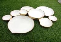 Ensemble de bols de service blancs et argentés, bols à collation en métal, plats de présentation de nourriture ronds irréguliers pour la décoration de table de fête