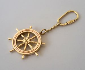 Luxury Brass Ship Wheel Keychain Vintage Nautical Helm <b>Key</b> <b>Ring</b> Marine Maritime Gift for Men Women Office <b>Bag</b> Car <b>Keys</b> - Product Image 1