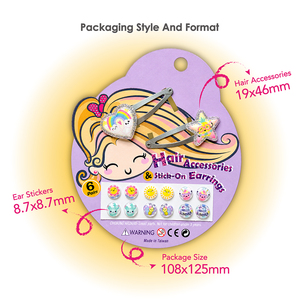 Barrettes pour cheveux d'enfants avec des motifs de cœur, d'étoile et de paillettes, accessoires décoratifs pour un usage quotidien, emballage en carton pour les fêtes - Product Image 3