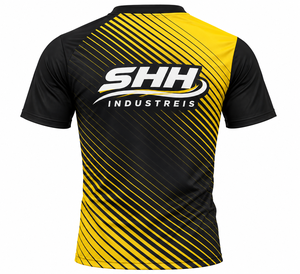 Ensemble d'entraînement personnalisé noir et jaune sublimé de haute qualité pour hommes – T-shirt et short de sport performants à séchage rapide – Uniforme d'équipe pour la gym - Product Image 4