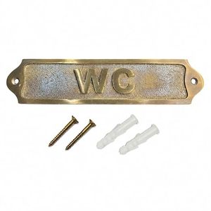 Handcrafted <b>Vintage</b> Brass RESTROOM Wall <b>Sign</b> with Black <b>Enamel</b> Plaque and Bold Raised Lettering for Bathroom Door Toilet Entranc - Product Image 3