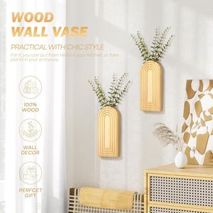 Rustic Pine Wood <b>Wall</b> Vase Set 2 Best <b>Boho</b> Chic Indoor Plants Farmhouse <b>Wall</b> Decor <b>Hanging</b> Planter Livin <b>Wall</b> Decor - Product Image 5