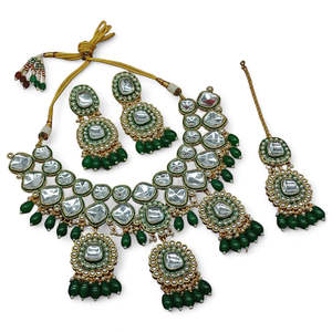 Gold Plated Kundan <b>Crystal</b> Stone Beads Necklace <b>Set</b> Fashionable Bridal Fine Jewelry Earring Necklace Combo for Women - Product Image 2