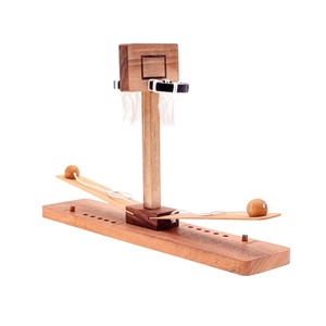 Jeu de basket-ball en bois pour 2 joueurs avec deux paniers et lanceurs, jouet de sport interactif de bureau pour le plaisir familial et le jeu de compétences - Product Image 2