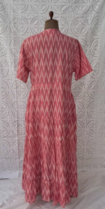 Vestido Largo de Tela de Algodón Ikat Tejido a Mano al por Mayor con Cintura Ajustable, Vestido de Manga Corta, Ropa Casual para Mujer - Product Image 5