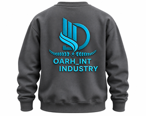 OARH_INT INDUSTRY เสื้อสเวตเชิ้ตคอกลมสีเทาเข้มสำหรับผู้ชาย ทรงปกติ ผ้าฝ้าย 100% ปักโลโก้ด้านหน้า สวมใส่สบายๆ ในฤดูใบไม้ร่วง - Product Image 5