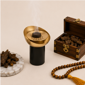Luxury Modern <b>Bakhoor</b> Burner Metal <b>Oud</b> Incense Holder Matte Black Gold Arabian Censer Mubkhara for Ramadan Eid Home Decoration - Product Image 6
